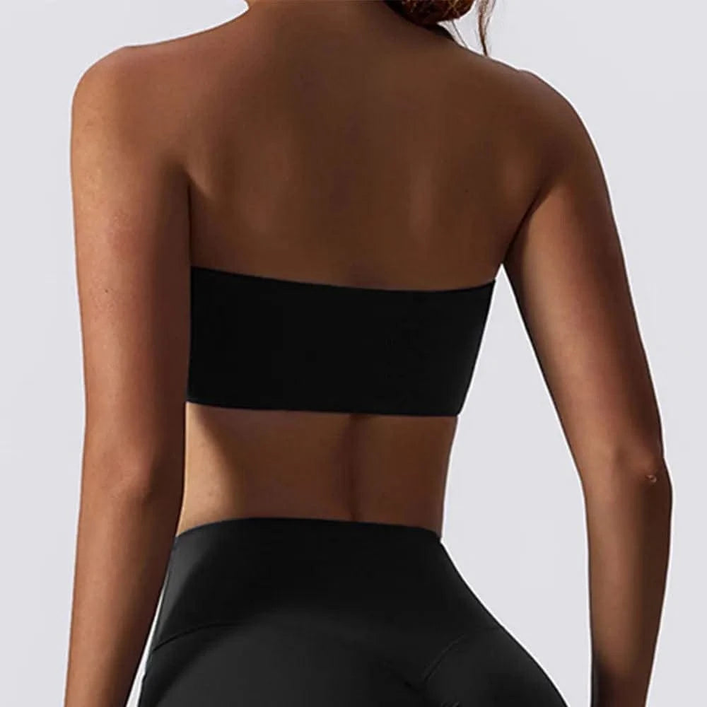 Women Strapless Bra Padded Top Stretchy Fitness Yoga Tops