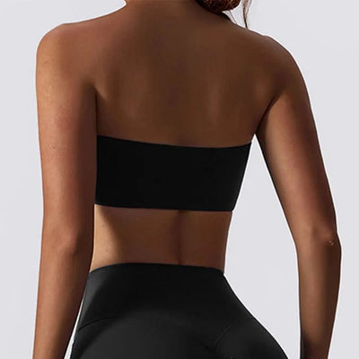Women Strapless Bra Padded Top Stretchy Fitness Yoga Tops