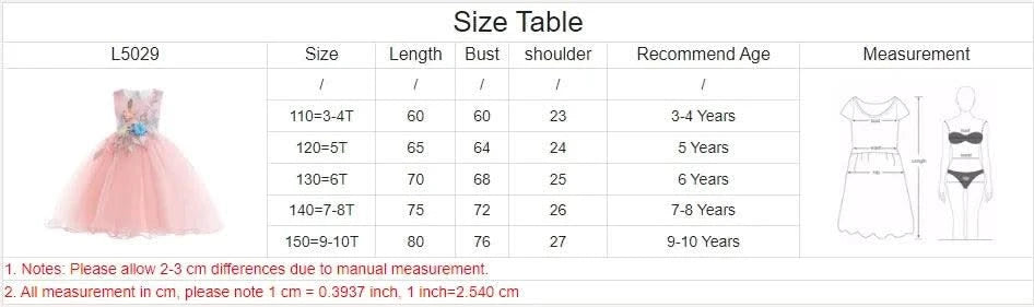 Elegant Kids Dress For Girls Birthday Wedding Costume Appliques Flower Girl Party Dresses 3 10 Years Children Summer Clothes
