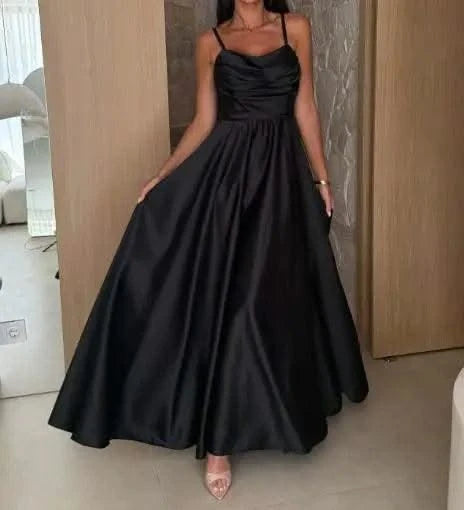 Summer Sexy Dresses Women's Party High Waist Dresses New Fashion Off Shoulder Solid Color Pleated Slit Suspender Dress for Women