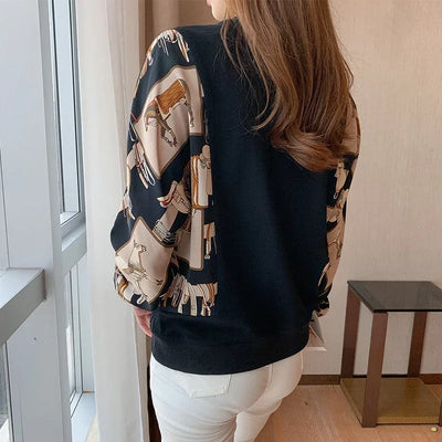 New Spring women Sweatshirts fashion patchwork Hoodies causal Sweatshirt Tops