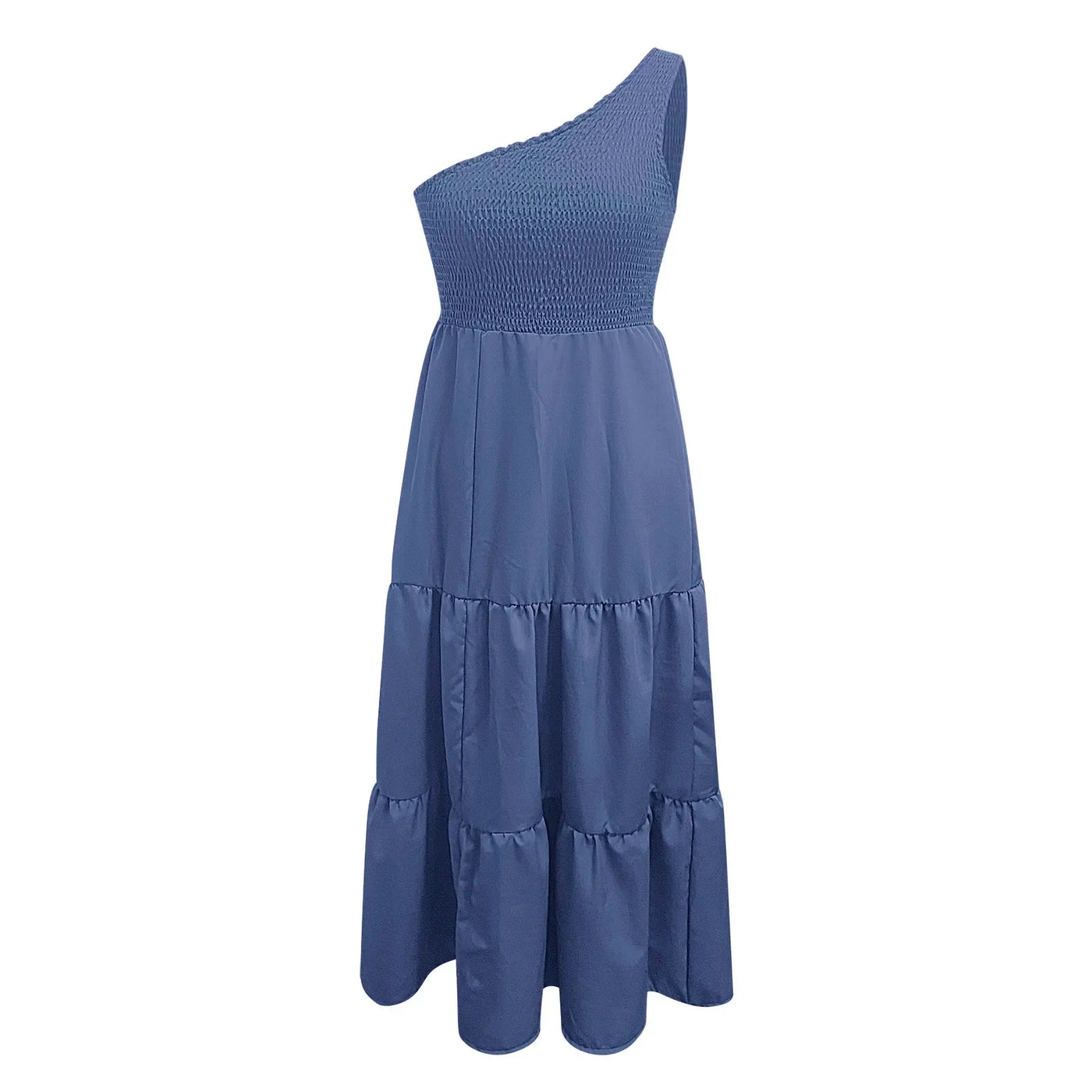 Elegant Dress For Women Bodycon Dress One Shoulder 2022 Summer Fashion Party Ruffles Hem Tiered Maxi Dresses Robe Femme Vestidos