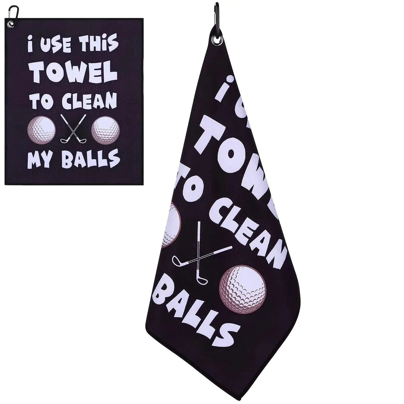 2 Pcs Black Golf Towel Microfiber Towels Golf Accessories Golf Training Aids Sports Equipment Dry Towels For Women Golfs Balls