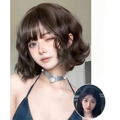 Black Short Curly Hair Wig for Women High Quality Synthetic Natural Big Wave Fashion Ladies Wig