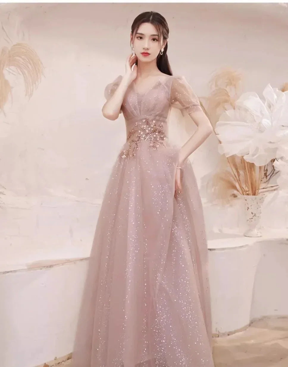 High-End Banquet Evening Dresses Women's 2025 New Spring Summer Light Luxury Slim Birthday Party Performance Dance Clothes Dress