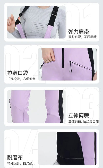 HIGH EXPERIENCE Ski Pants for Women Waterproof Camping Hiking Outdoor Thick Warm Skiing Snowboarding Winter Ski overalls