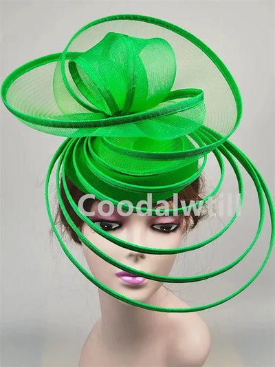 Big Fascinator Hat Royal Ascot Pillbox Caps Wedding Mesh Headpiece Women Party Banquet Chapeau Cap Headband Ladies Wedding