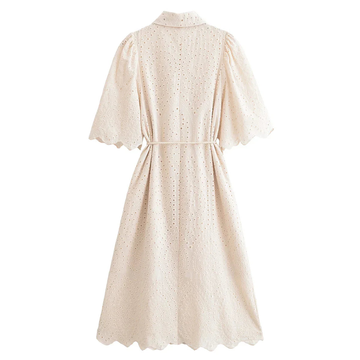 Women's Dress 2025 Spring New Fashionable and Casual Style Hollow Embroidered Shirt Dress
