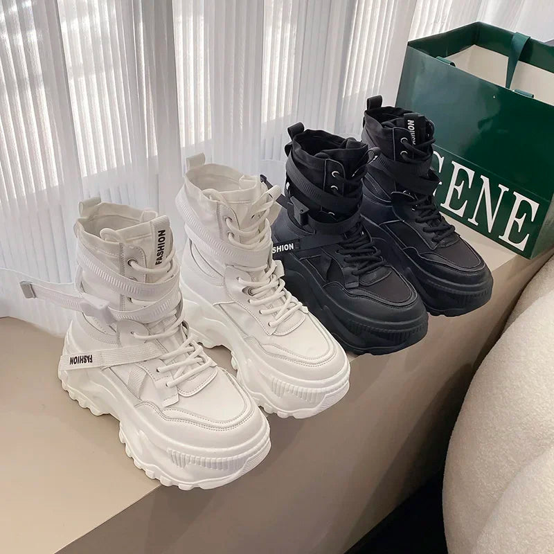 Women's Boots Platform Luxury Designer Shoes for Women  Lace Up Chunky Shoes Breathable Comfort  Ankle Boots Botas De Mujer