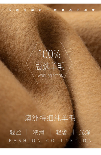 2023 New Women's Coat Pure Wool Plaids and Tweedst Fashion Camel Women's Coat Elegant Trench Coat