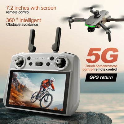 S155 GPS Drone Professional HD Camera 7.2-inch Touch Screen 3-Axis Gimbal EIS Relay Aircraft Laser Obstacle Avoidance Dron Toy