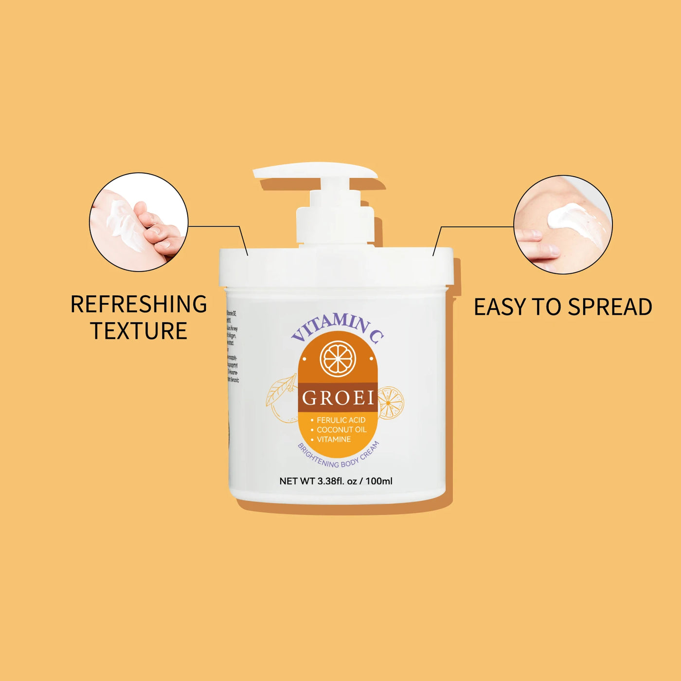 GROEI Brightening & Firming Orange Face Cream - 100ml for Radiant, Youthful Skin Moisturizing Cream