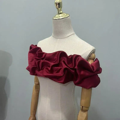 Bridal One-shoulder Satin Shawl Covering Side Breasts Strappy Shawl Lady Dinner Party Dress Scarf Wedding Dresses Accessories