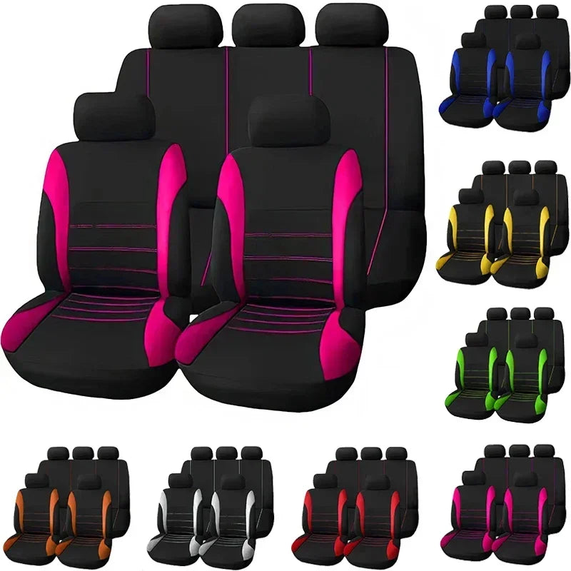 Seat Covers 9pcs Set Car Cushion Auto Accessories Seat Protect Five-Seat Universal Black Gray Blue Red