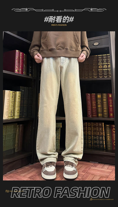 Autumn New Men's Jeans Baggy Straight Wide Leg Male Fashion Vintage Denim Pants Men Youth Popular Brand Streetwear Jean Trousers