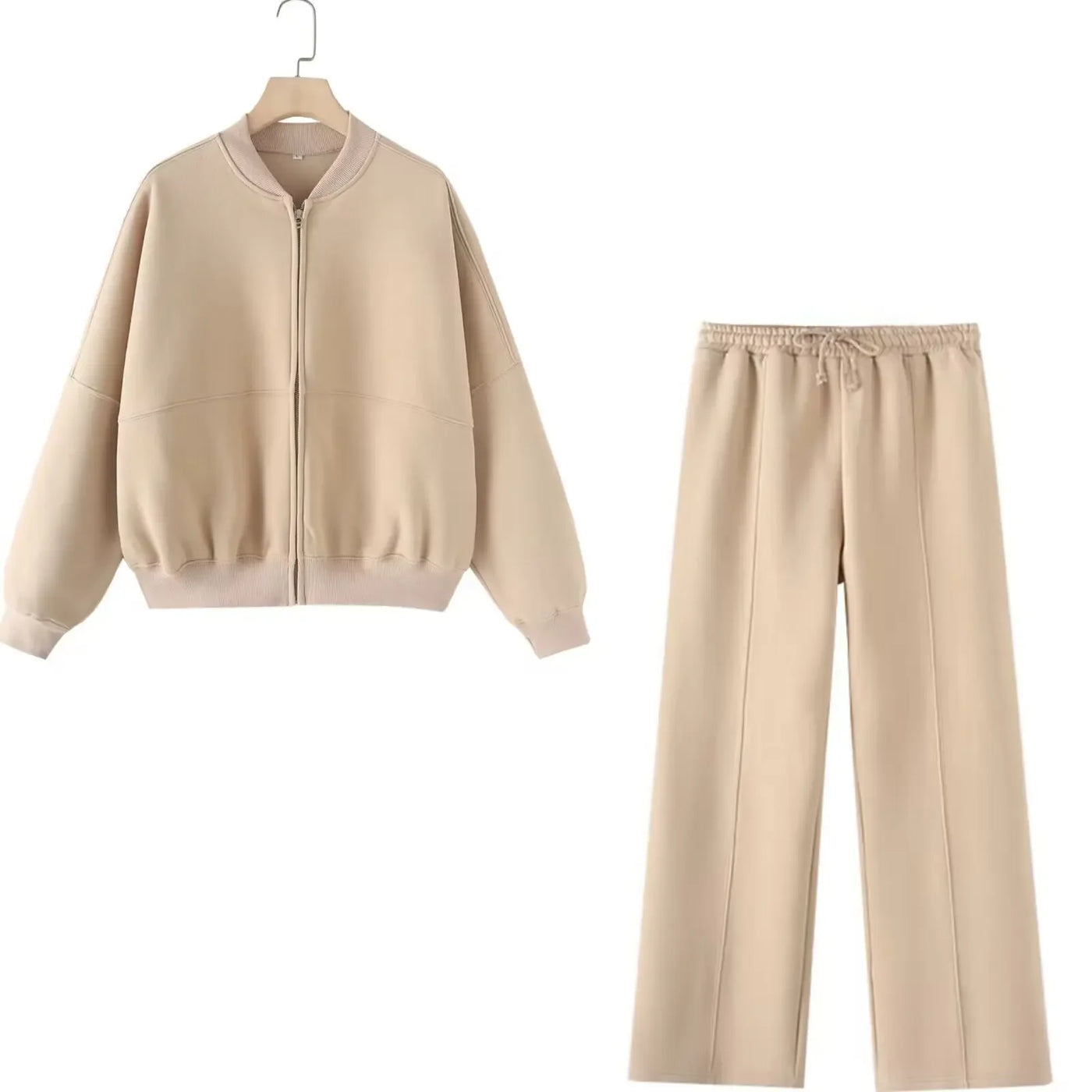 Tracksuits Set Woman 2024 Winter Cotton Solid Women's Suits Wide Baggy Pants Sportswear Women Sweater 2 Piece Set Women Outfits