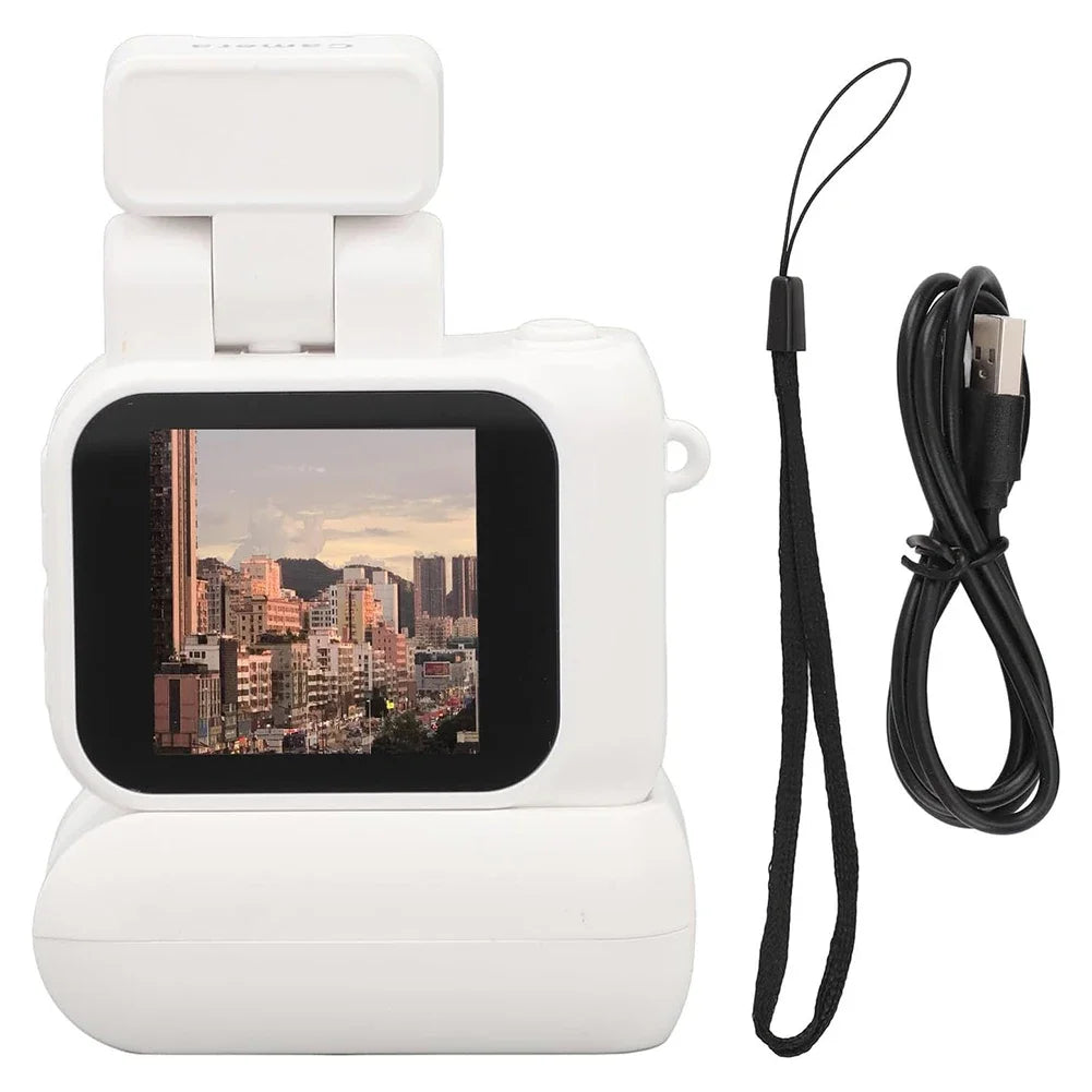 Mini cameras with high-definition displays, retro cameras with flashes and battery stands, digital cameras, and small cameras