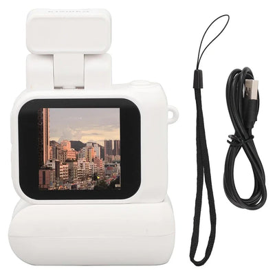 Mini cameras with high-definition displays, retro cameras with flashes and battery stands, digital cameras, and small cameras