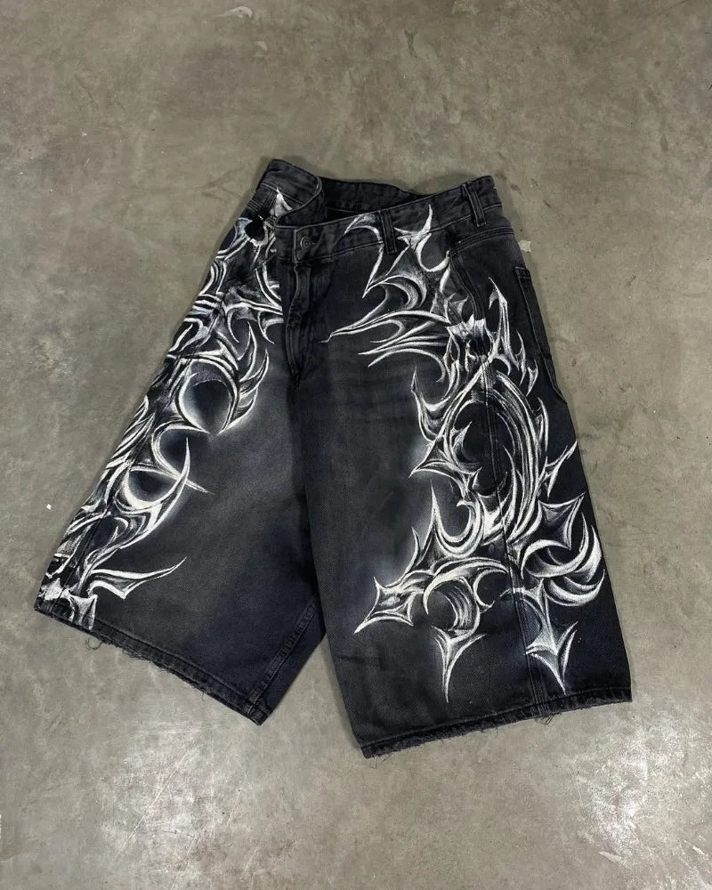 2025 European and American Fashion High Street Trendy Brand Denim Shorts Men Y2k Harajuku Hip-hop Rock Versatile Jeans Women