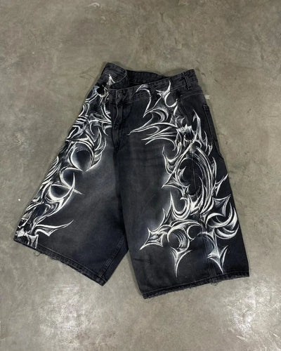 2025 European and American Fashion High Street Trendy Brand Denim Shorts Men Y2k Harajuku Hip-hop Rock Versatile Jeans Women