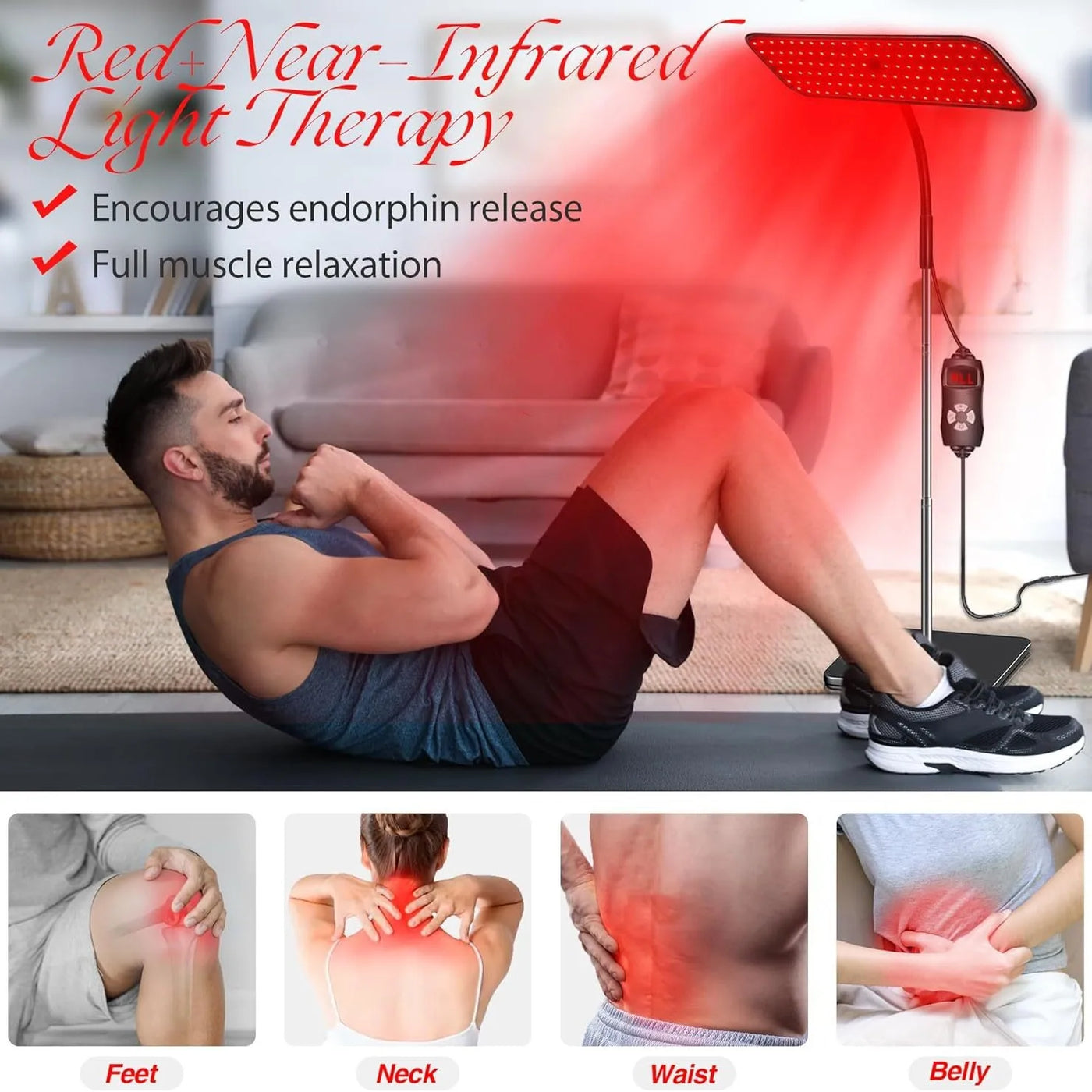 660nm 850nm LED Red Light Therapy Panel with Stand Near Infrared Therapy Lamp Devices for Body Pain Relief and Skin Care