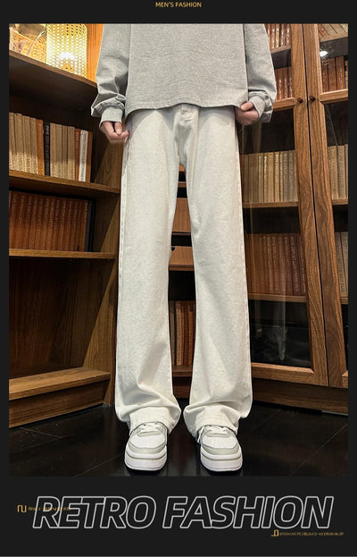 Autumn New Men's Jeans Baggy Straight Wide Leg Male Fashion Vintage Denim Pants Men Youth Popular Brand Streetwear Jean Trousers