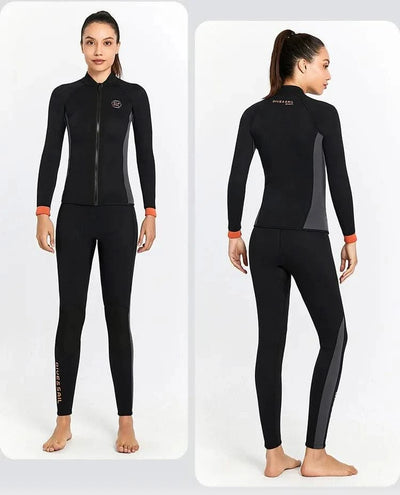 Wetsuit 3MM Neoprene Men Long Sleeve Split Wetsuit Warm Jacket Pants Plus Size Women Swimsuit Scuba Diving Snorkeling Surf Suit