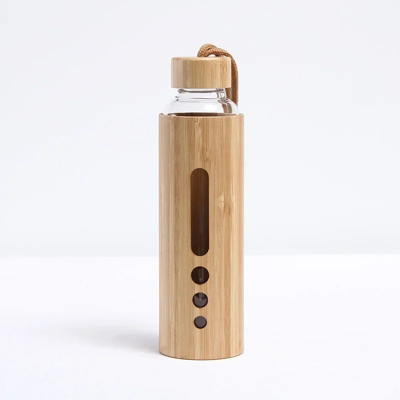 500ml Glass Water Bottle Bamboo Hot-proof Sleeve Borosilicate Glass Cup Eco-friendly Drinkware Outdoor Portable Tour Bottle