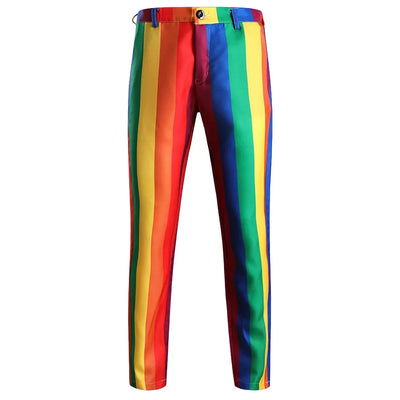 Men's Blazers Sets Rainbow Striped Print Blazers Jacket+Pants+Vest Man three Pieces Sets Prom Party Stage Singer Dancer Costumes