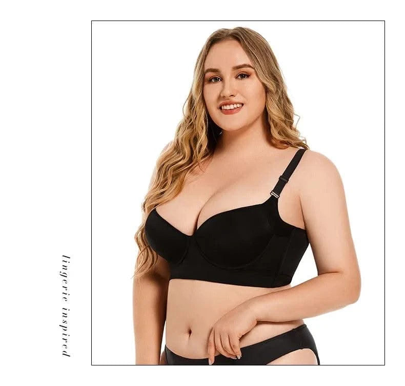 Women Full Coverage Push Up Bra Underwire Sculpting Uplift Shapewear Deep Cup T Shirt Bra Hide Back Fat Smoothing Brassiere