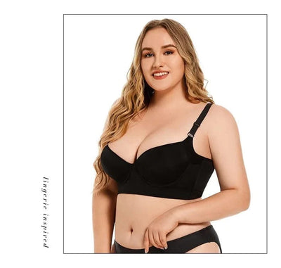 Women Full Coverage Push Up Bra Underwire Sculpting Uplift Shapewear Deep Cup T Shirt Bra Hide Back Fat Smoothing Brassiere