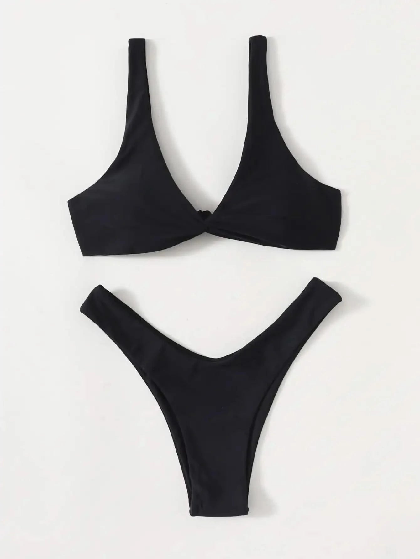 OIINAA Bathing Suit Women Solid Sexy Swimsuit Bow Tie Drawstring Lace Up Summer Bikini Set Two-pieces Beachwear Thong Biquinis