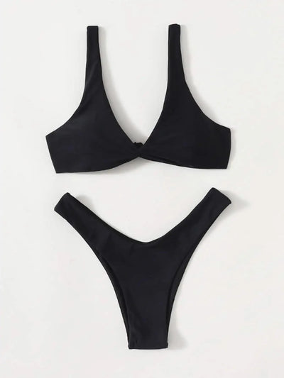 OIINAA Bathing Suit Women Solid Sexy Swimsuit Bow Tie Drawstring Lace Up Summer Bikini Set Two-pieces Beachwear Thong Biquinis