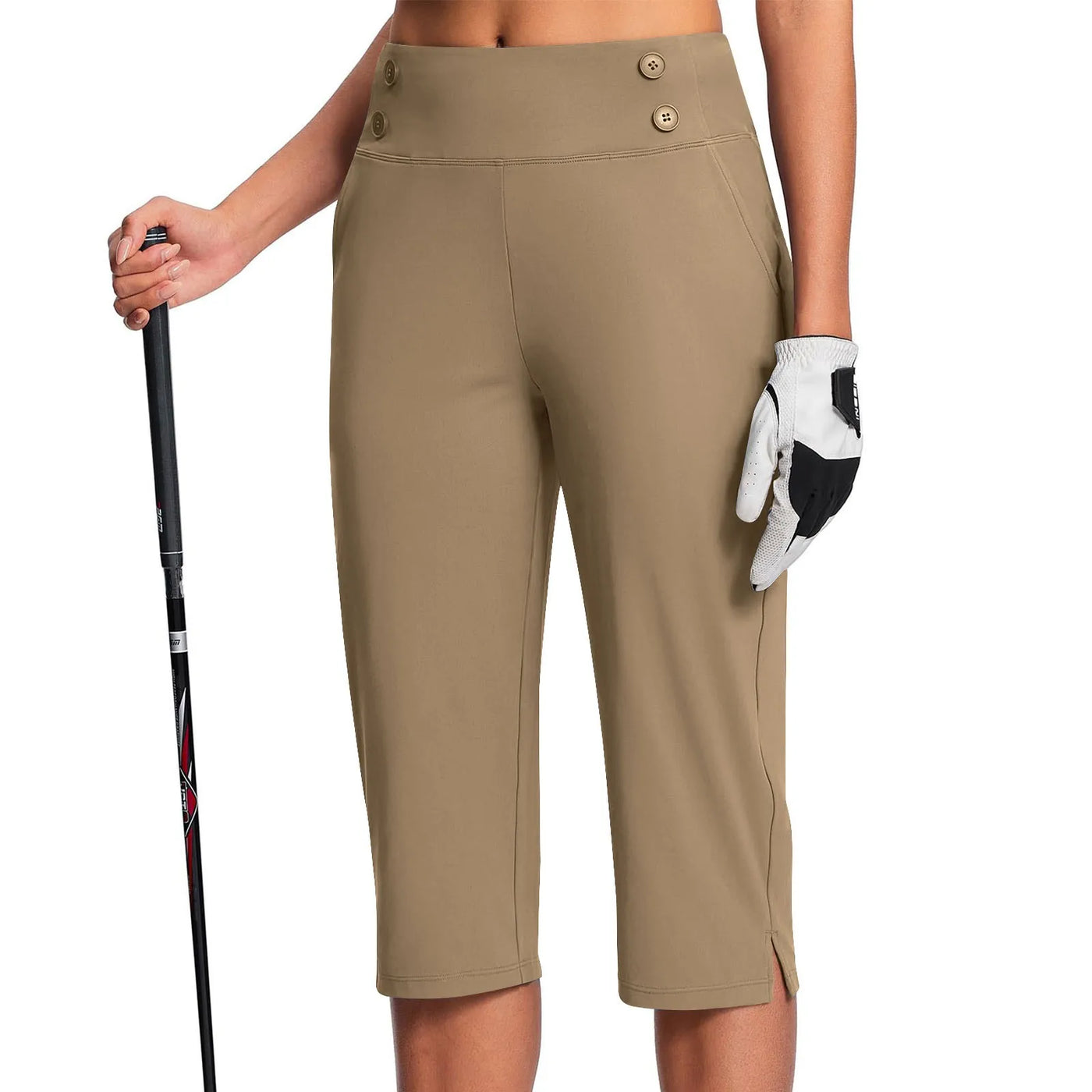Women Elastic High Waist 3/4 Pant Casual Active Fit Wide Capris Leg Pants Trousers With Pockets Pants Woman брюки женские
