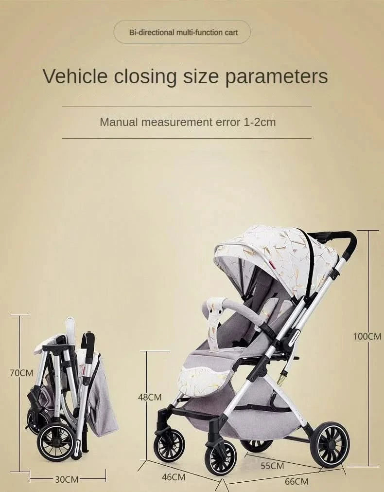 Two-way Lightweight High-view Baby Stroller Can Sit or Lie Down Portable Travel Baby Stroller Four-wheel Baby Stroller