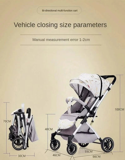 Two-way Lightweight High-view Baby Stroller Can Sit or Lie Down Portable Travel Baby Stroller Four-wheel Baby Stroller