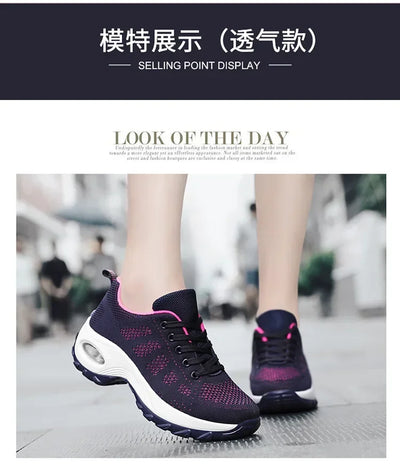 Woman Sneakers Fashion Casual Shoes Summer Air Cushion Mesh Female Shoes Comfortable Breathable Heightening Sneakers for Women