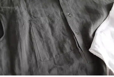 Artistic Style Cotton Linen Short Sleeves Shirt for Women Summer Solid Loose Stand Collar Temperament Top Fashion Women Clothing