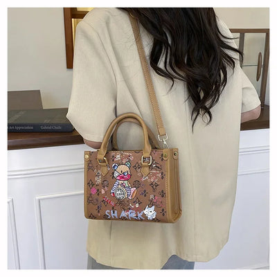 2025 Designer-Inspired Doodle Handbag - Women's Elegant Shoulder Tote, Spacious Summer Crossbody Purse with Top Handle