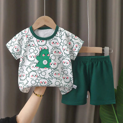 Summer Children Suits For Girls Short Sleeve Sets For Baby Girls Two Clothes T-shirt + Shorts Sets Toddler Clothing