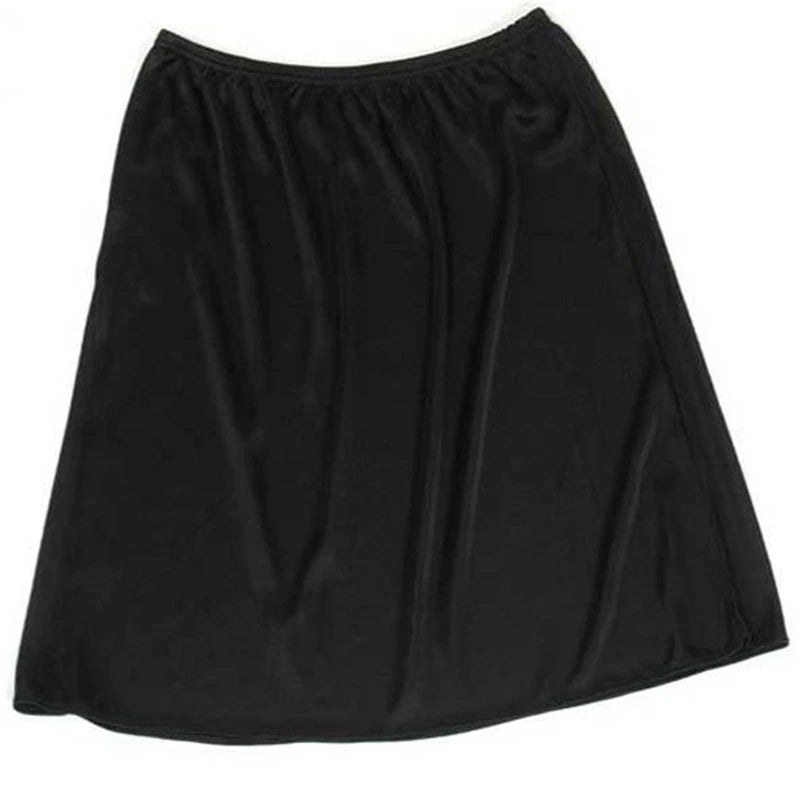 Satin Underskirt Half Slips Dress for Women Summer Thin Ice Silk High Waist Elastic Anti-Penetrating Underskirt Lining Petticoat