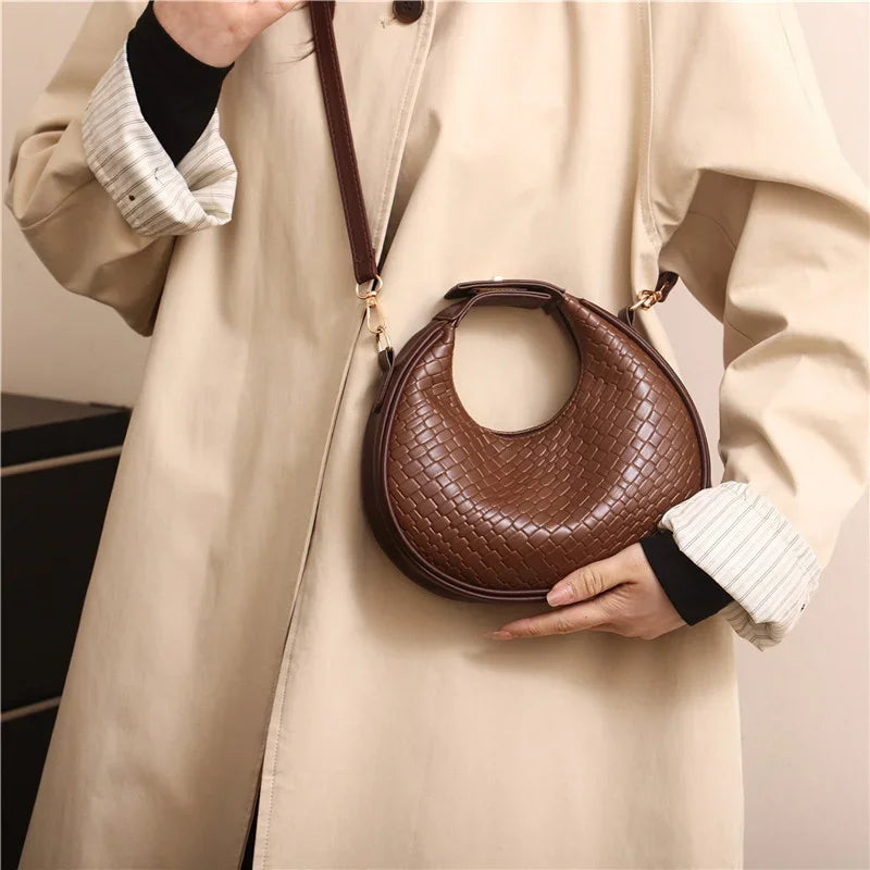 PU Leather Shoulder Bag Fashion Solid Color Lattice Crossbody Bag Small Bag Ladies Trend Luxury Designer Handbags