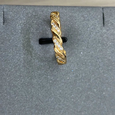 Luxury W Letter Ring - Gold Plated with Row Diamonds, Elegant Adjustable Statement Piece, Dainty Feminine Jewelry