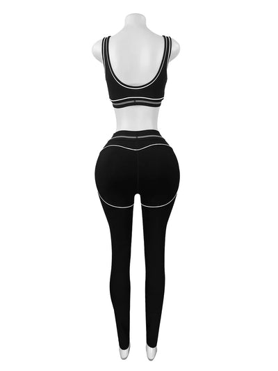 Women Activewear Summer Fitness Gym Yoga Sets Two Piece Set Bra Crop Top And High Waist Leggings Sportswear Training Workout Set