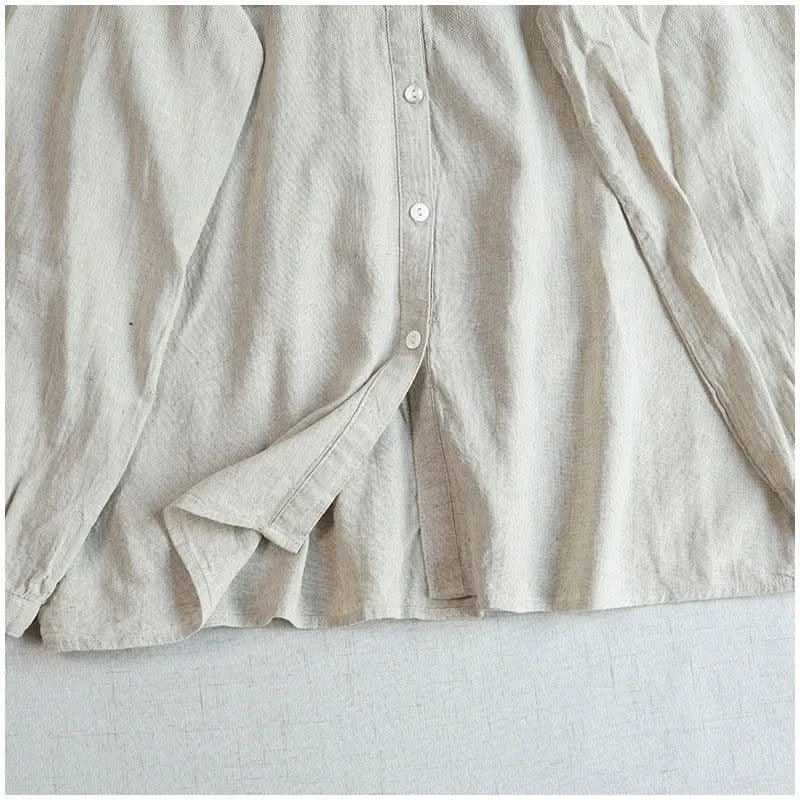 Cotton Linen Floral Embroidery Blouses Shirts For Women Tops Loose Oversize Lantern Long Sleeve Casual Boho Beach Summer Blusas