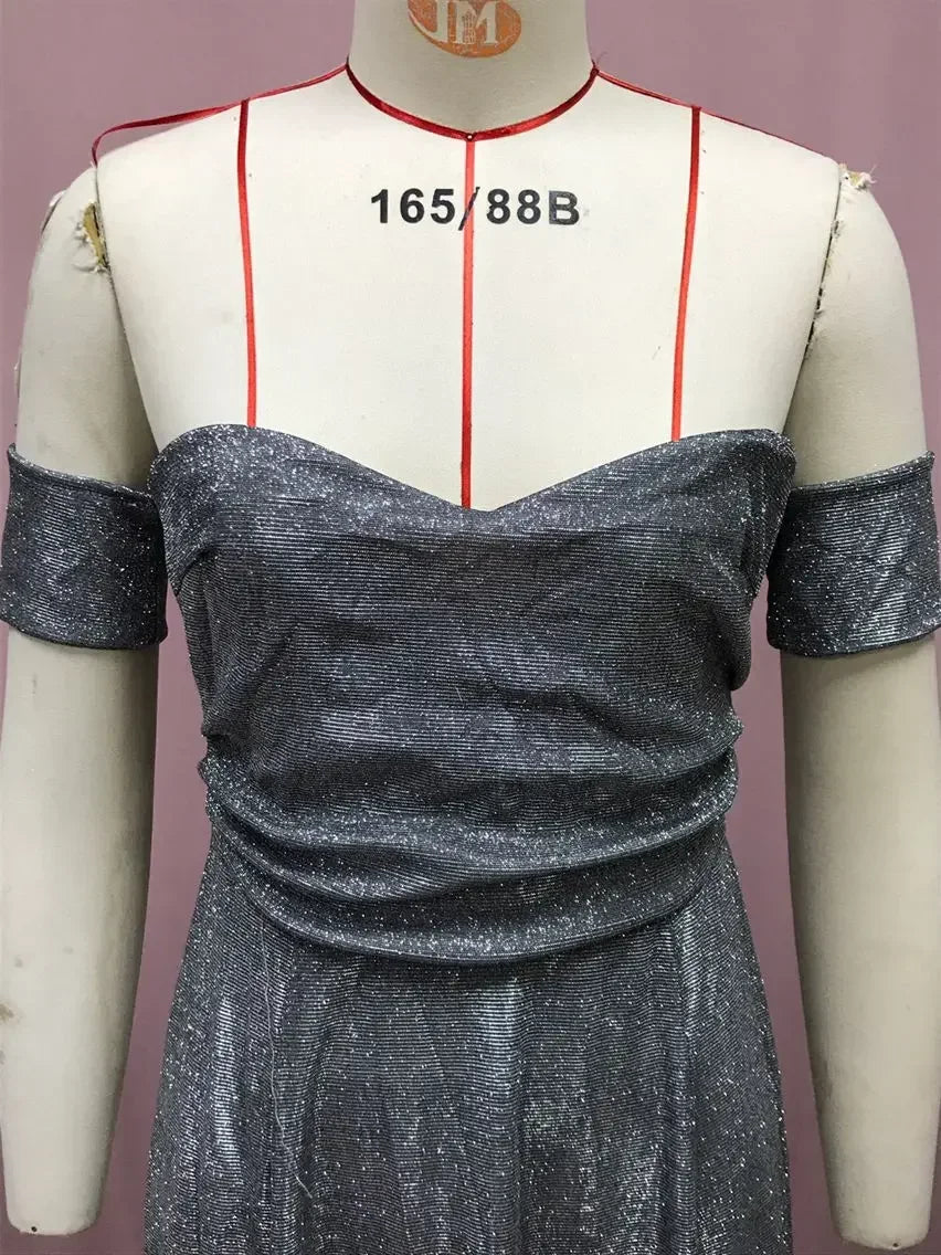 2025 Woman Evening Party Dresses Sequin A-Line Strapless Sexy Fashion Solid Color Split Long Dresses Solid Color Women Clothing
