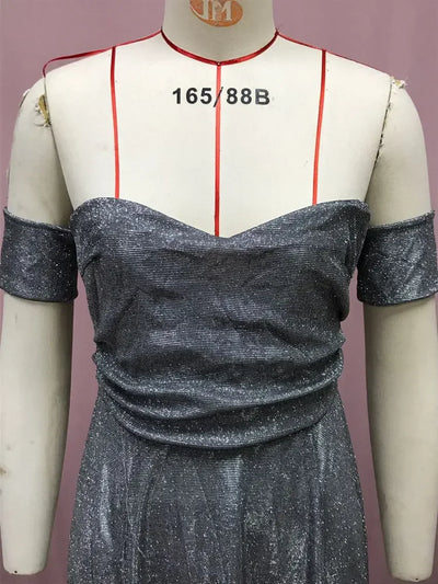 2025 Woman Evening Party Dresses Sequin A-Line Strapless Sexy Fashion Solid Color Split Long Dresses Solid Color Women Clothing