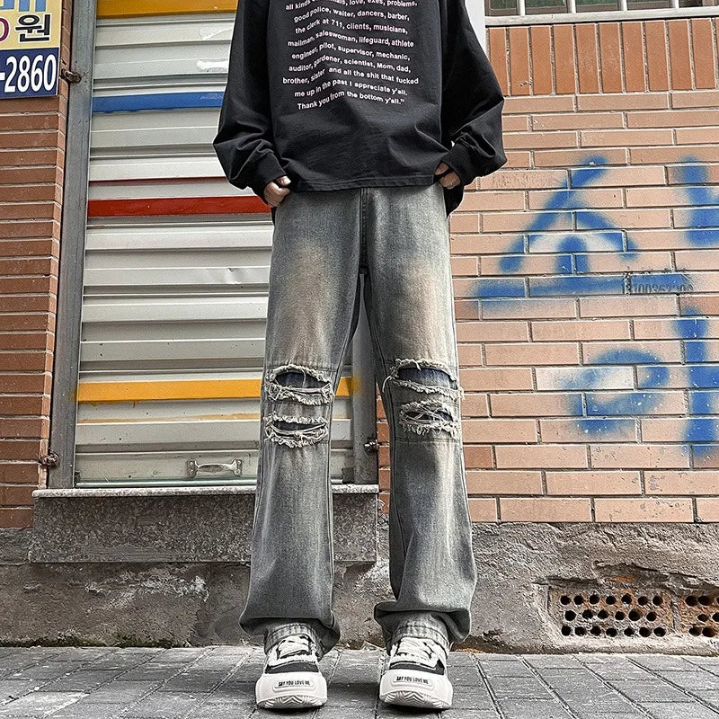 Men Clothing 2025 Y2K Fashion Stretch Slim Ripped Jeans Pants Vintage Skinny Biker Denim Trousers Ankle Zipper Ropa Hombre Jeans