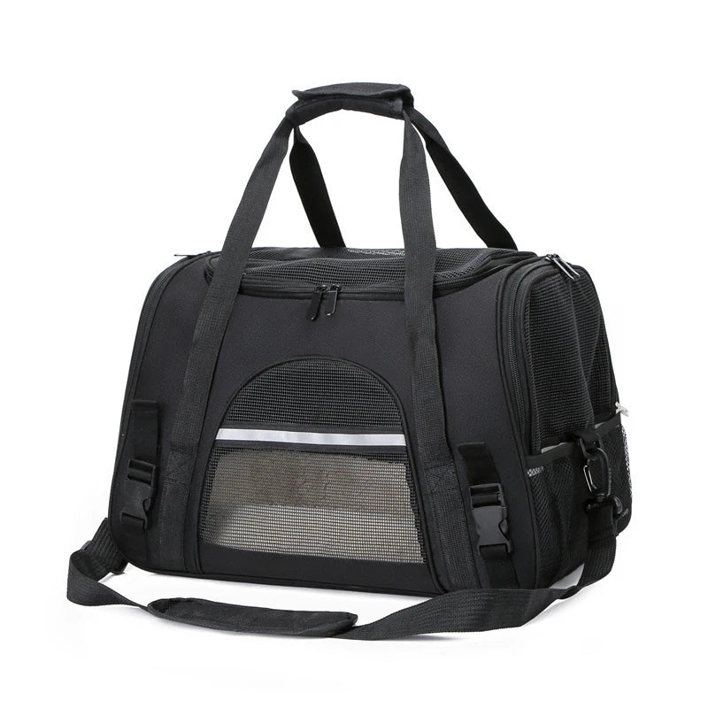 Soft-Sided Pet Travel Carrier , Mesh Breathable Carrier Bags for Cats Dogs Comfort Foldable Handbag Pet Transport Bag