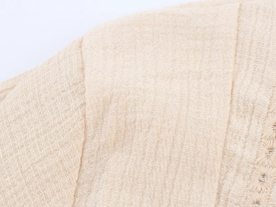 Women's clothing 2025 summer new product fashion European and American style hollow embroidery casual long-sleeved short shirt
